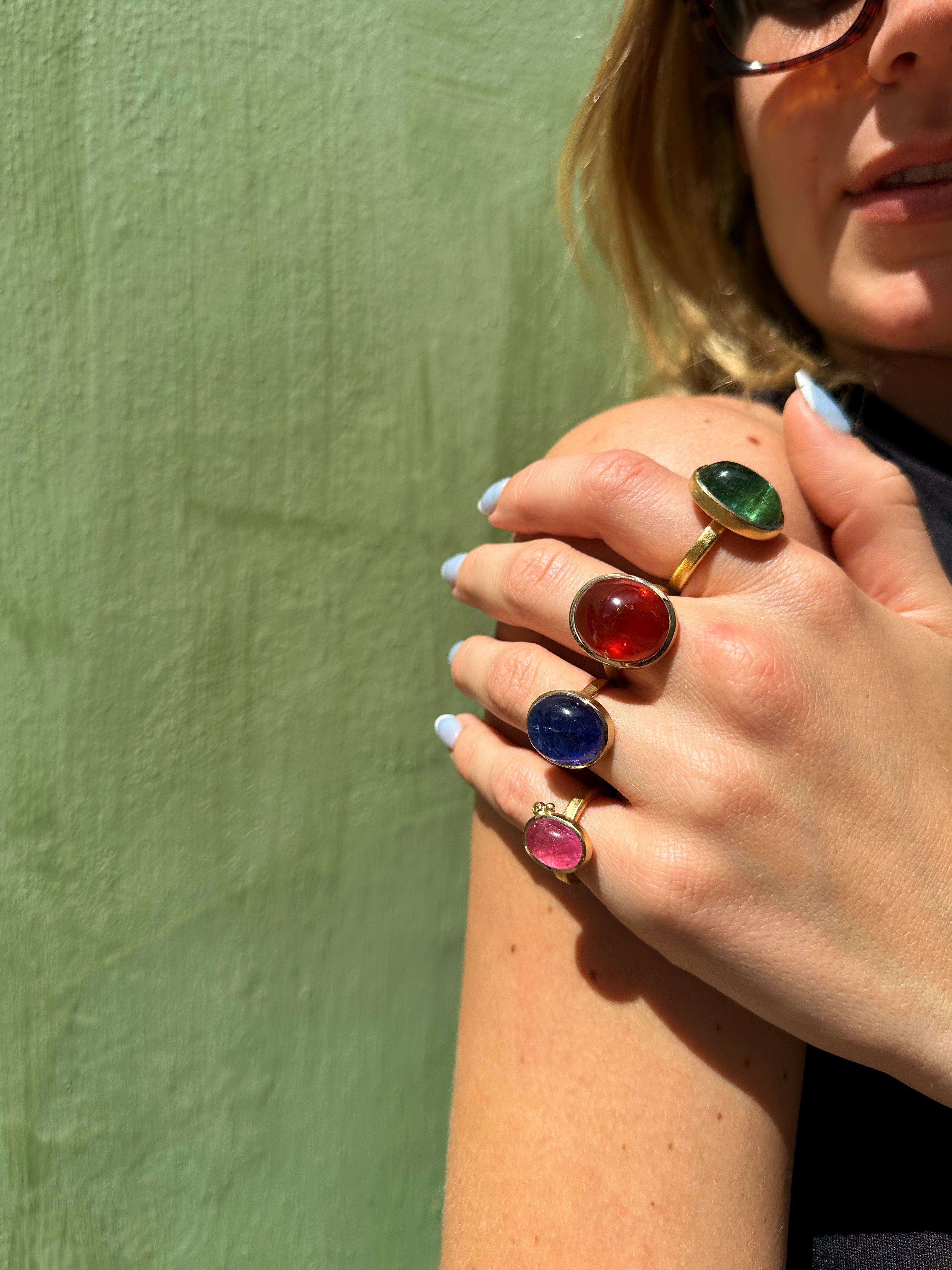 Bolchering - 18kt med mandarin granat