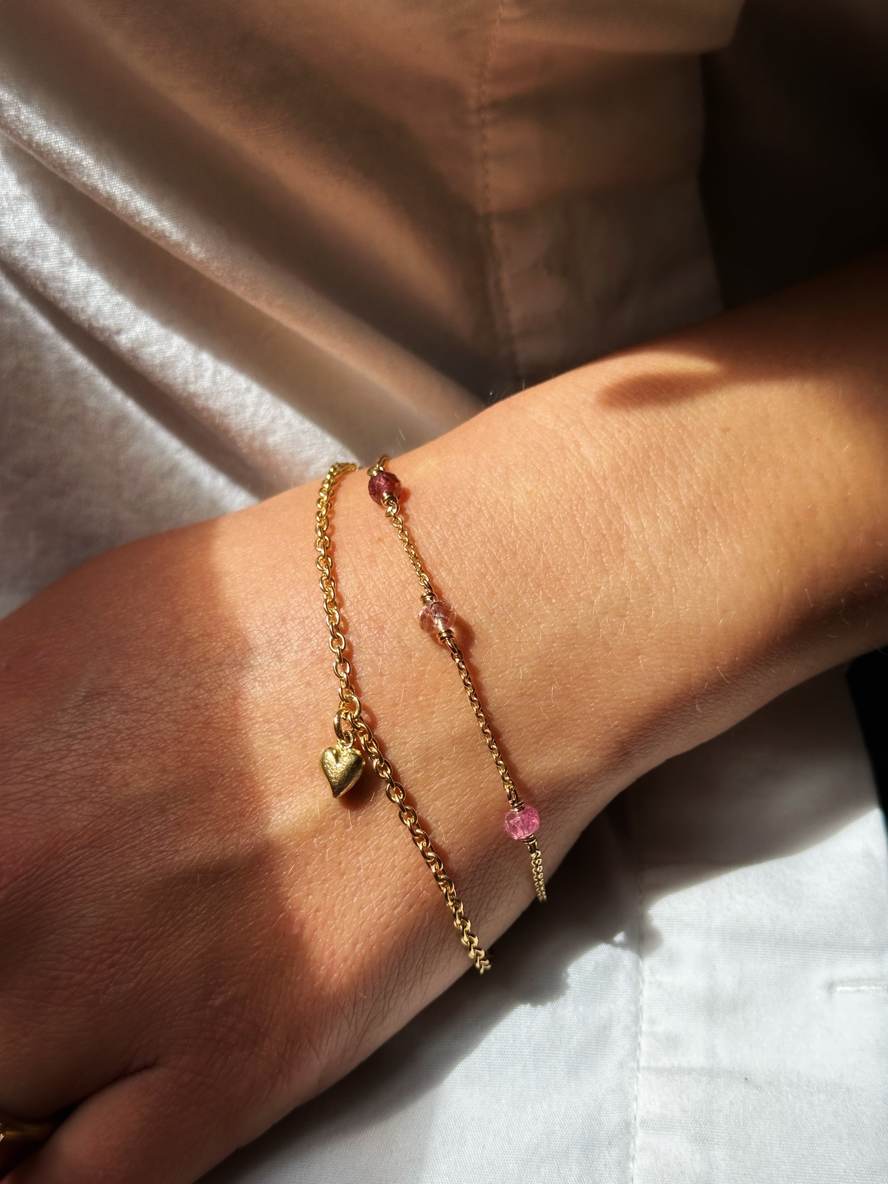 Armbånd - Rosa hjerte 18 kt guld