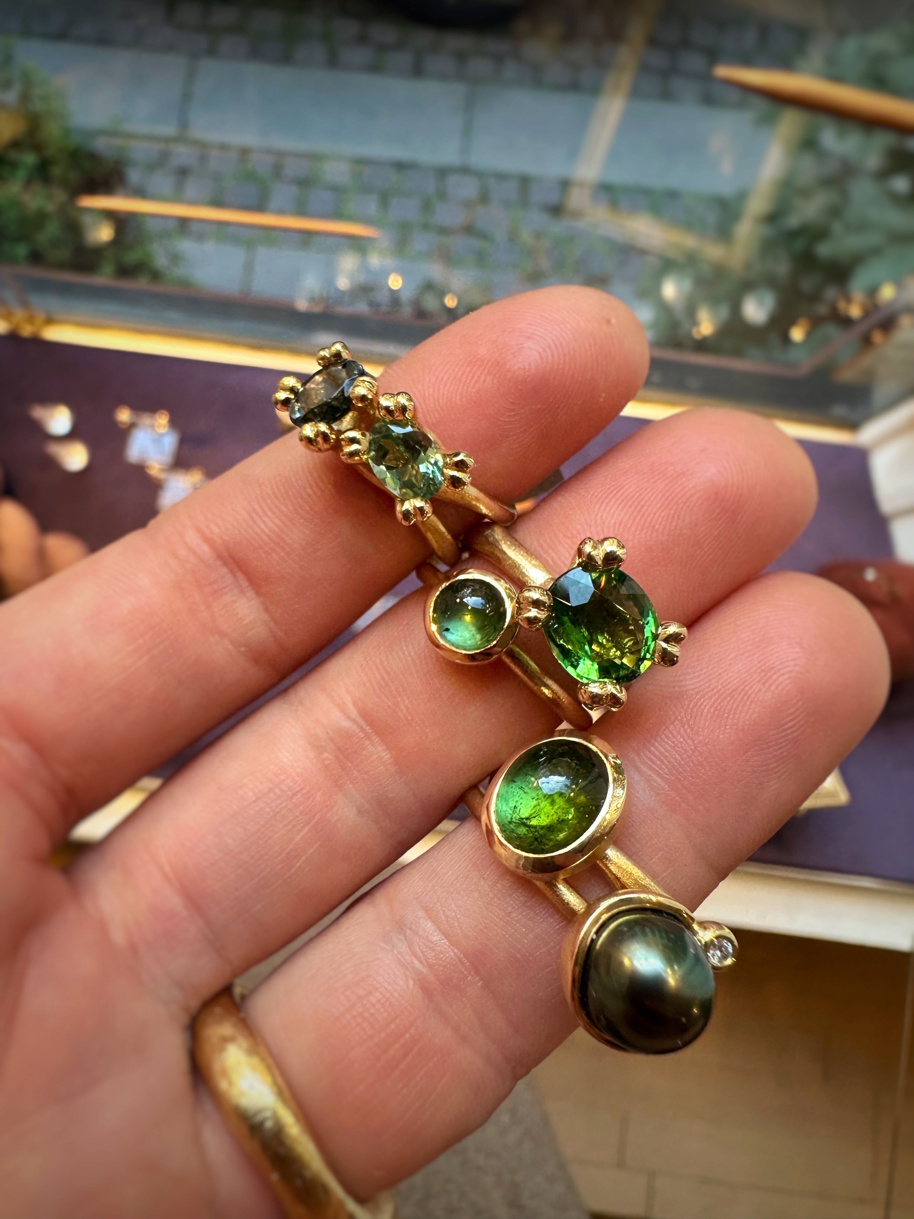 Bolchering - 18kt med Turmalin