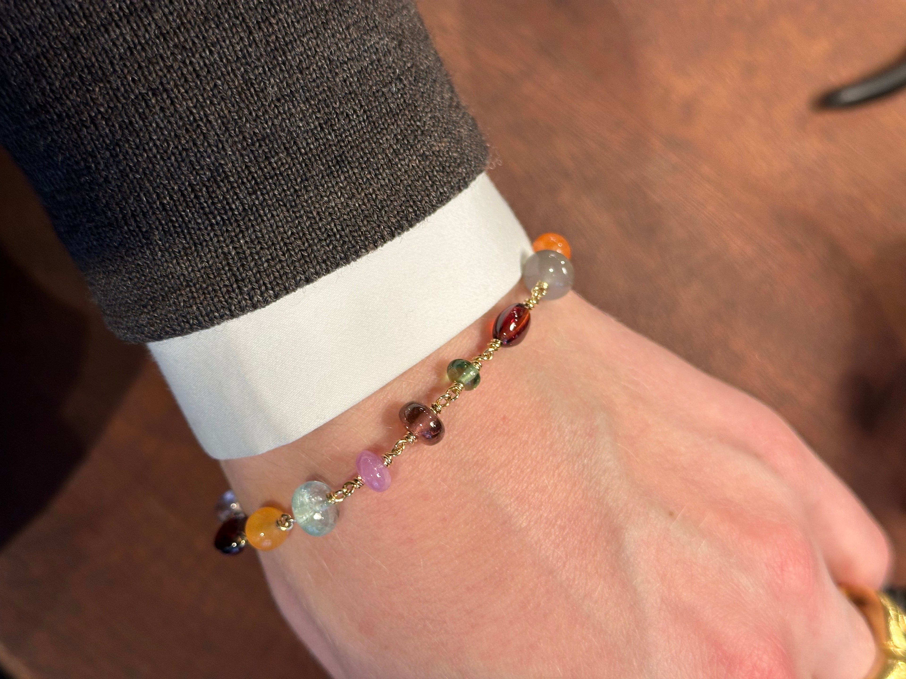 Bolche armbånd - 18kt, blandede ædelsten