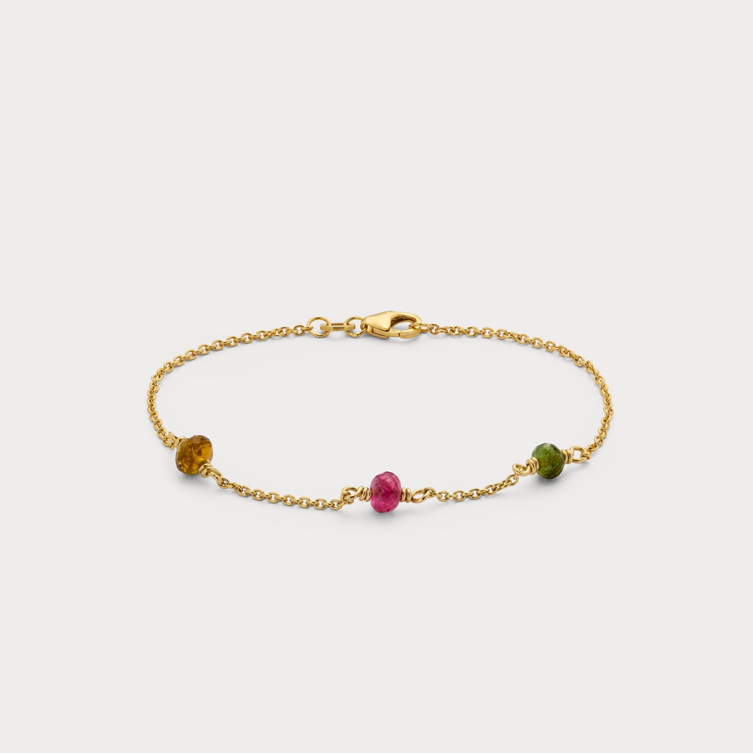 Armbånd - Three Gems 18 kt guld