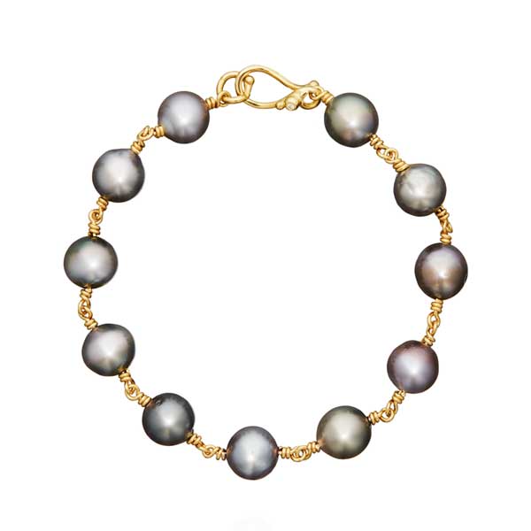Armbånd i guld med tahiti perler