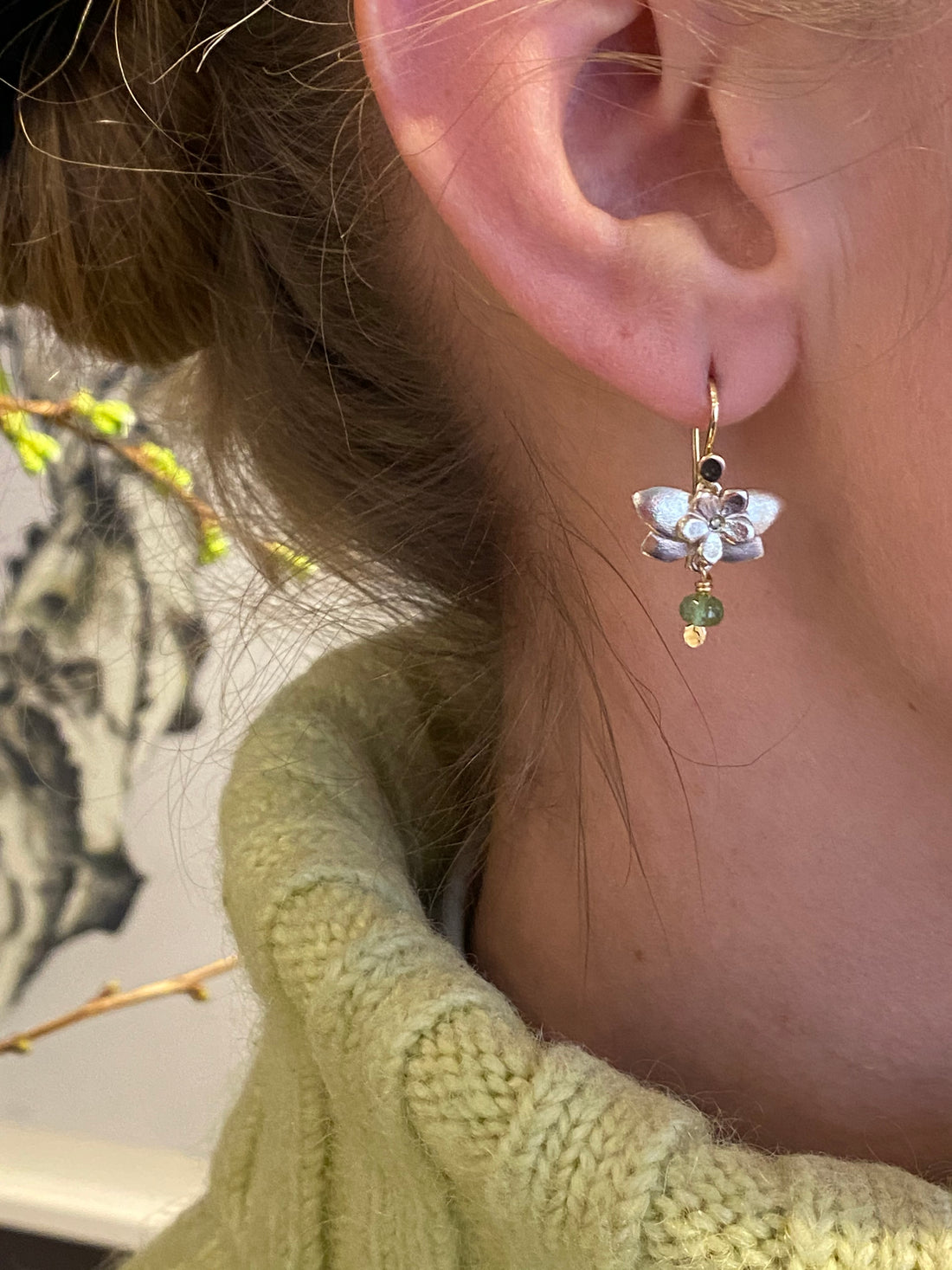 Øreringe - Klokkeblomst med turmaliner