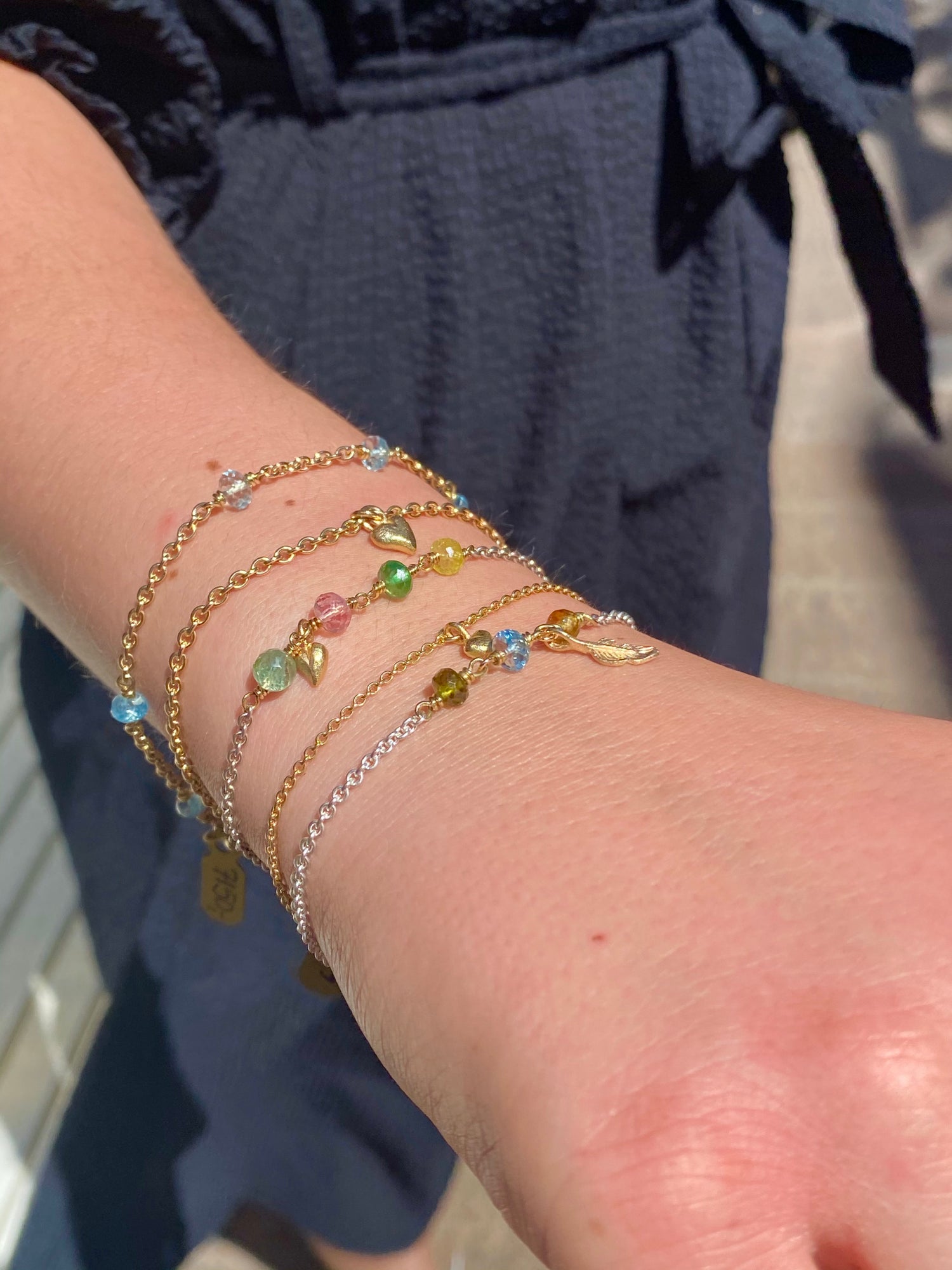 Armbånd - Boheme med turmaliner og hjerte