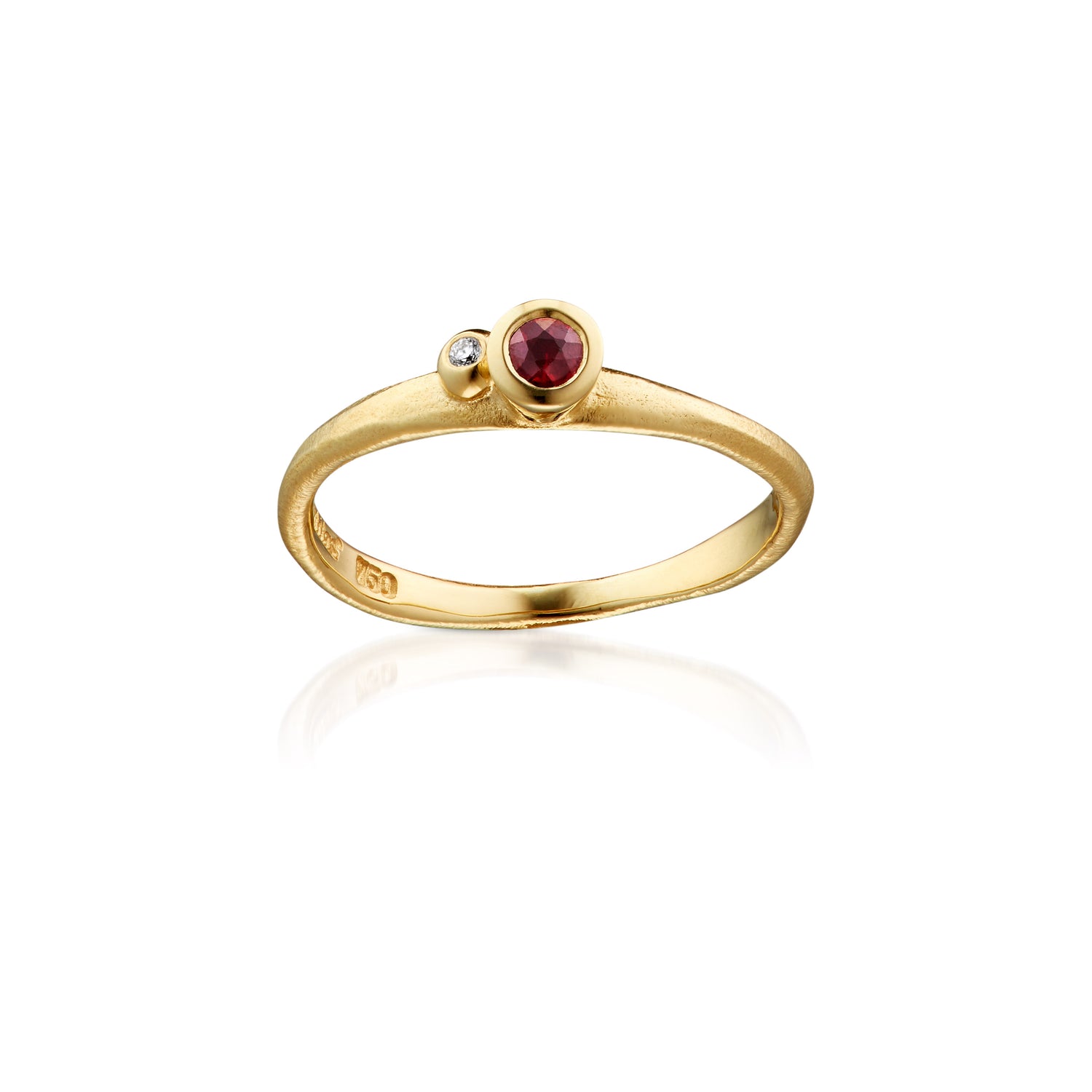 Ring - Organisk med safir og brillant