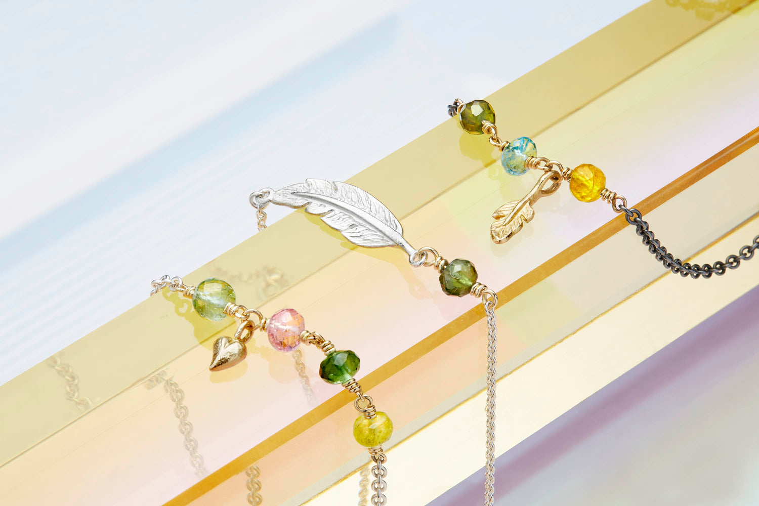 Armbånd - Boheme med turmaliner og hjerte