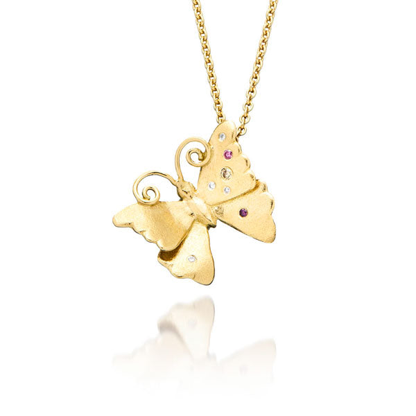 Mariposa blondekant i guld som vedhæng