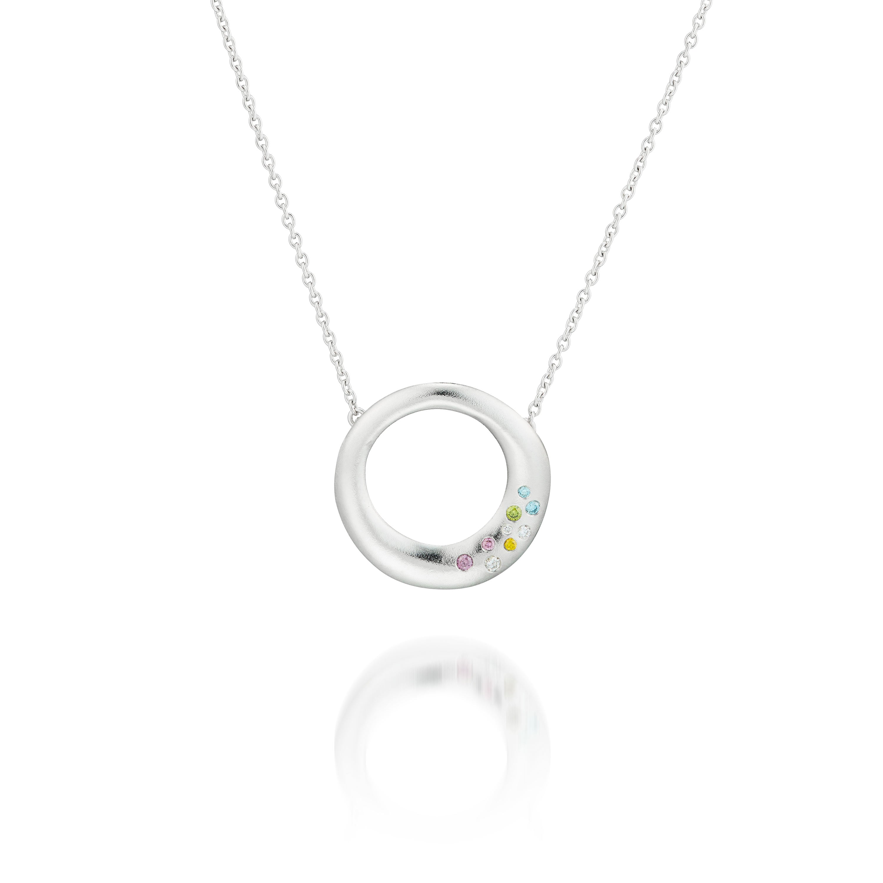 Kæde - Luna pastel farver 14 kt hvidguld