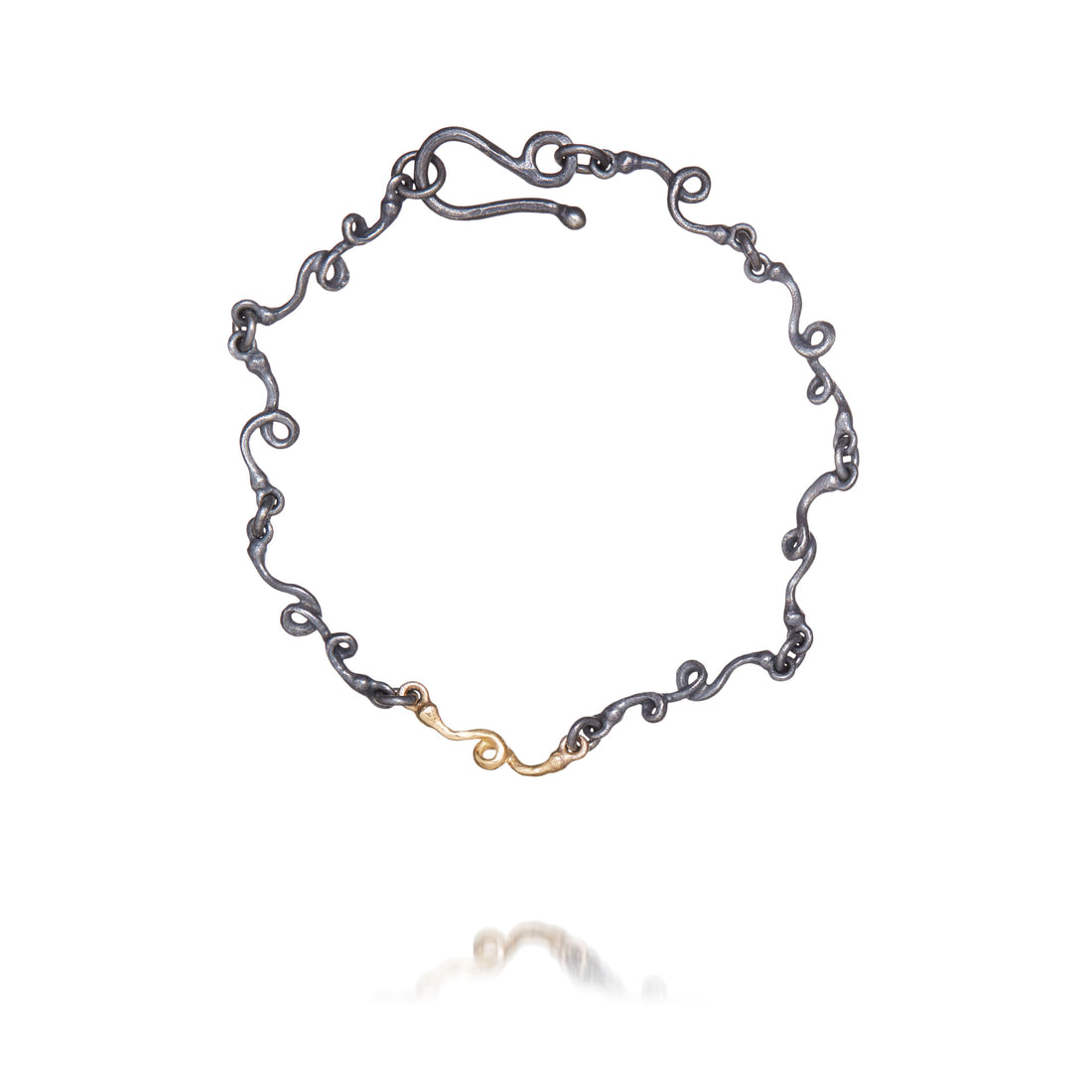 Armbånd - Krøller i sølv og 18 kt guld