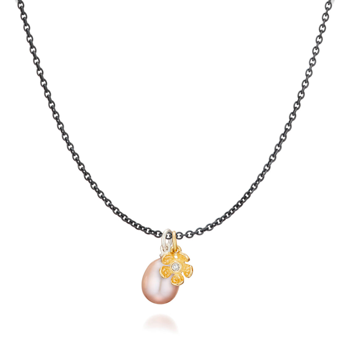 Vedhæng - Blomst 18 kt guld med brillant