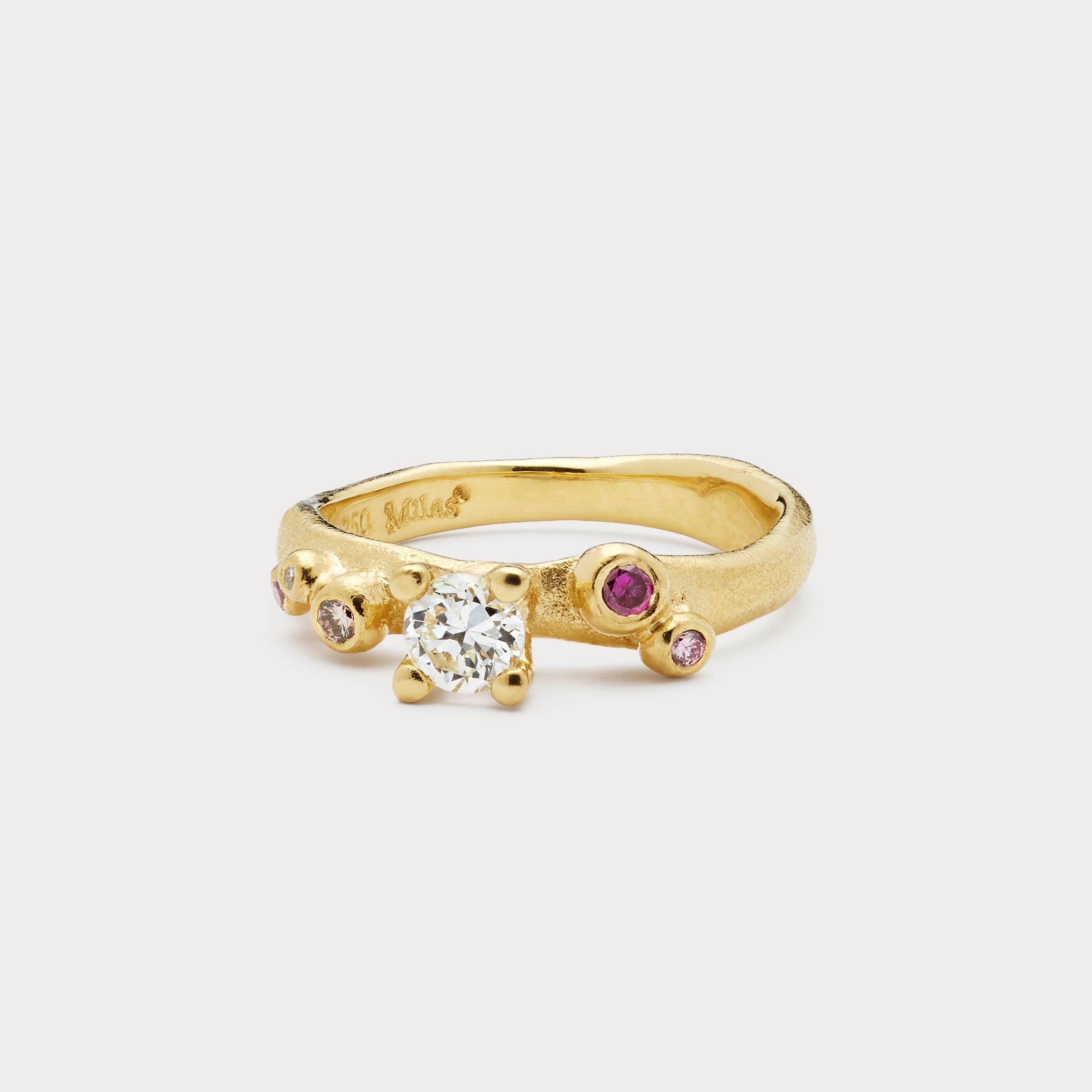 Ring - Fine med bobler og brillanter 18 kt guld