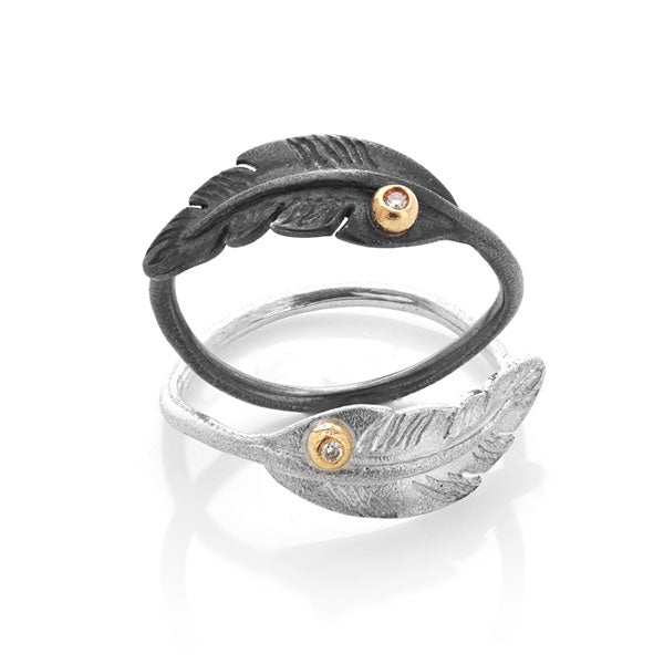 Pocahontas ringe i sølv med diamanter