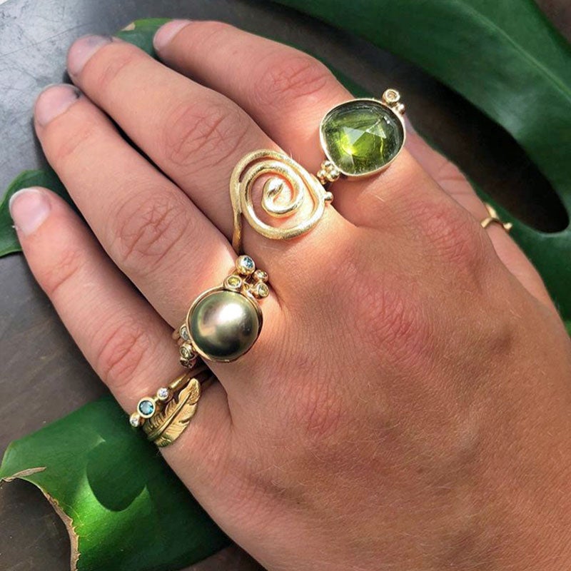 Spiralring - stor 18 kt guld