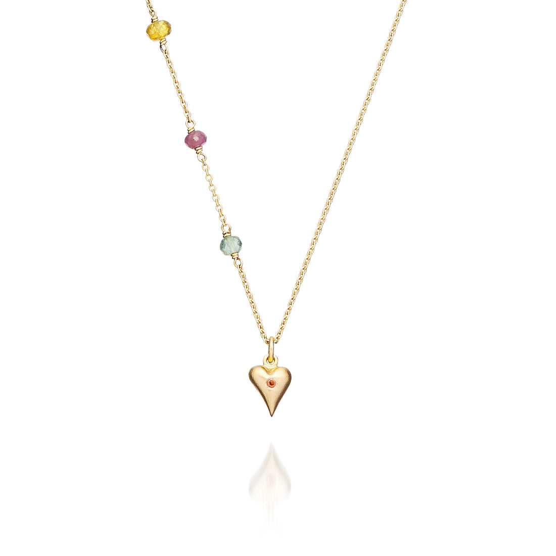 Vedhæng - Vigga hjerte 18 kt guld med farvet brillant