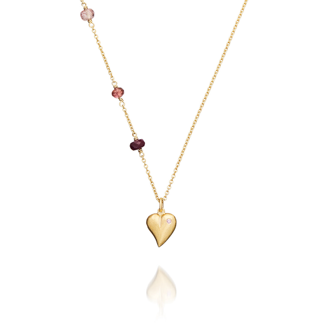 Vedhæng - Sofie hjerte 18 kt guld med farvet brillant