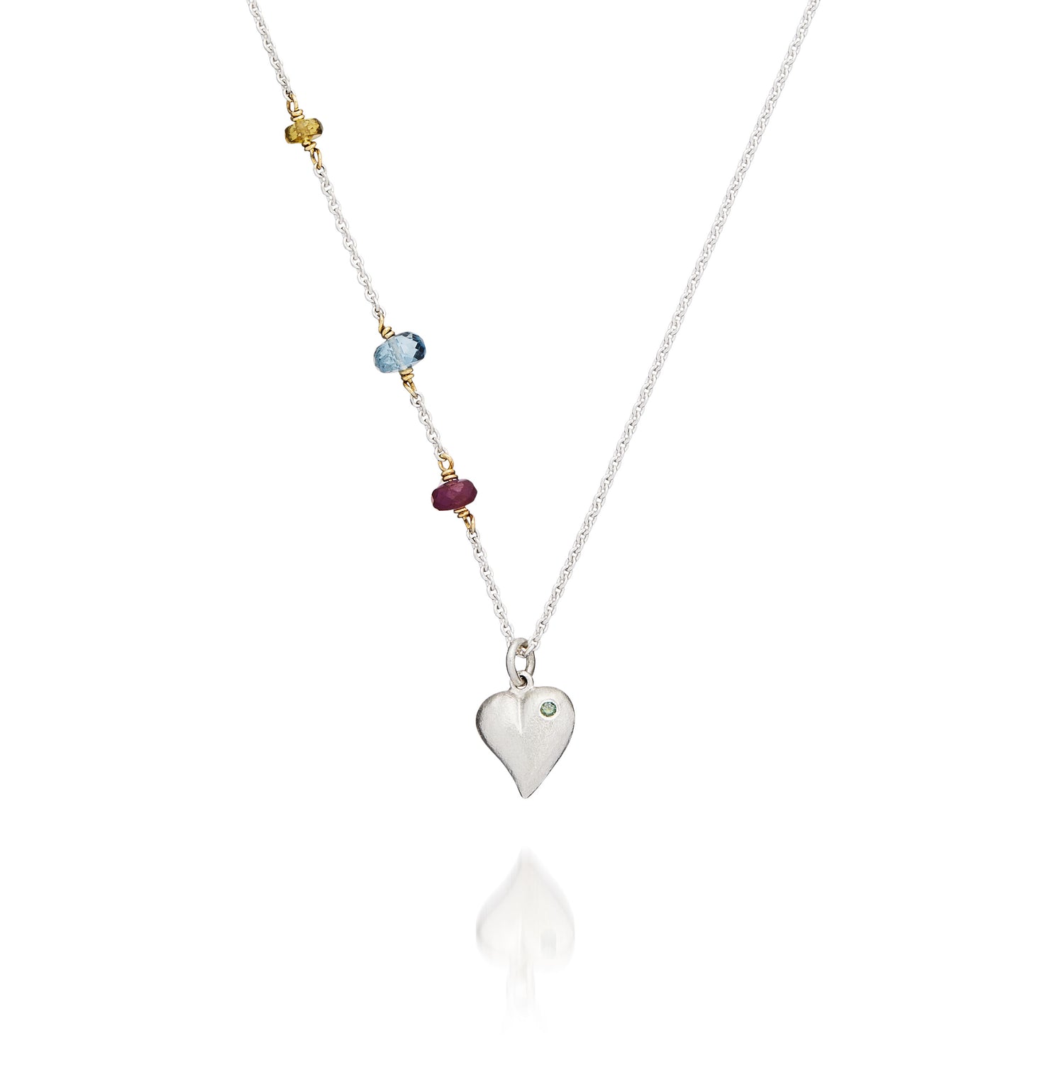 Vedhæng - Sofie hjerte sølv med brillant