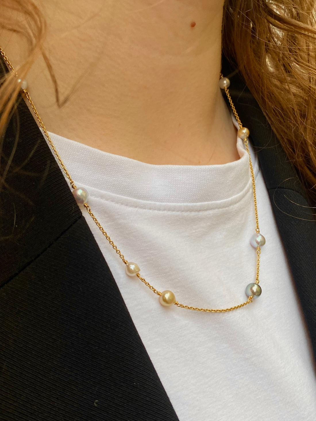 Kæde - Akoya og tahiti perler