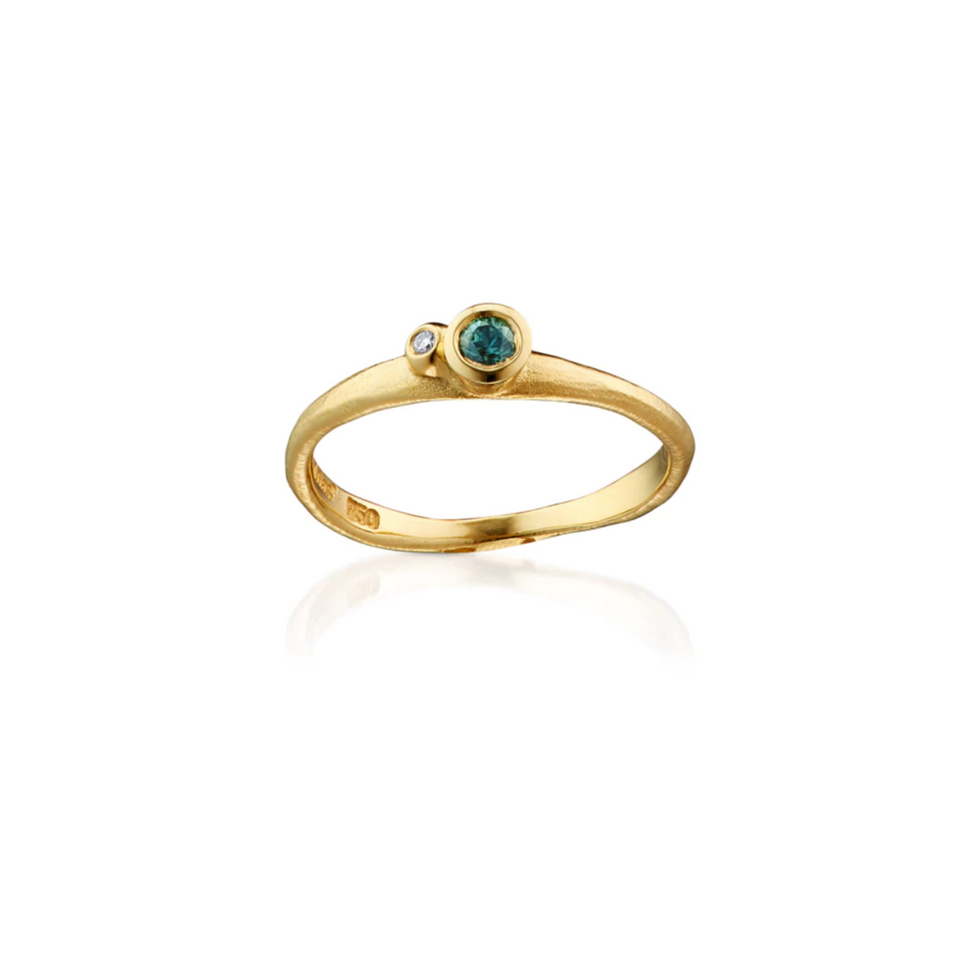 Ring - Organisk med safir og brillant