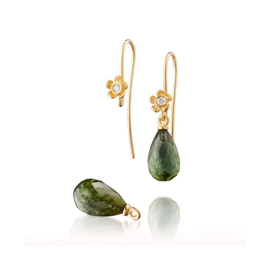 Skiftebøjler - Blomster og turmalin dråber