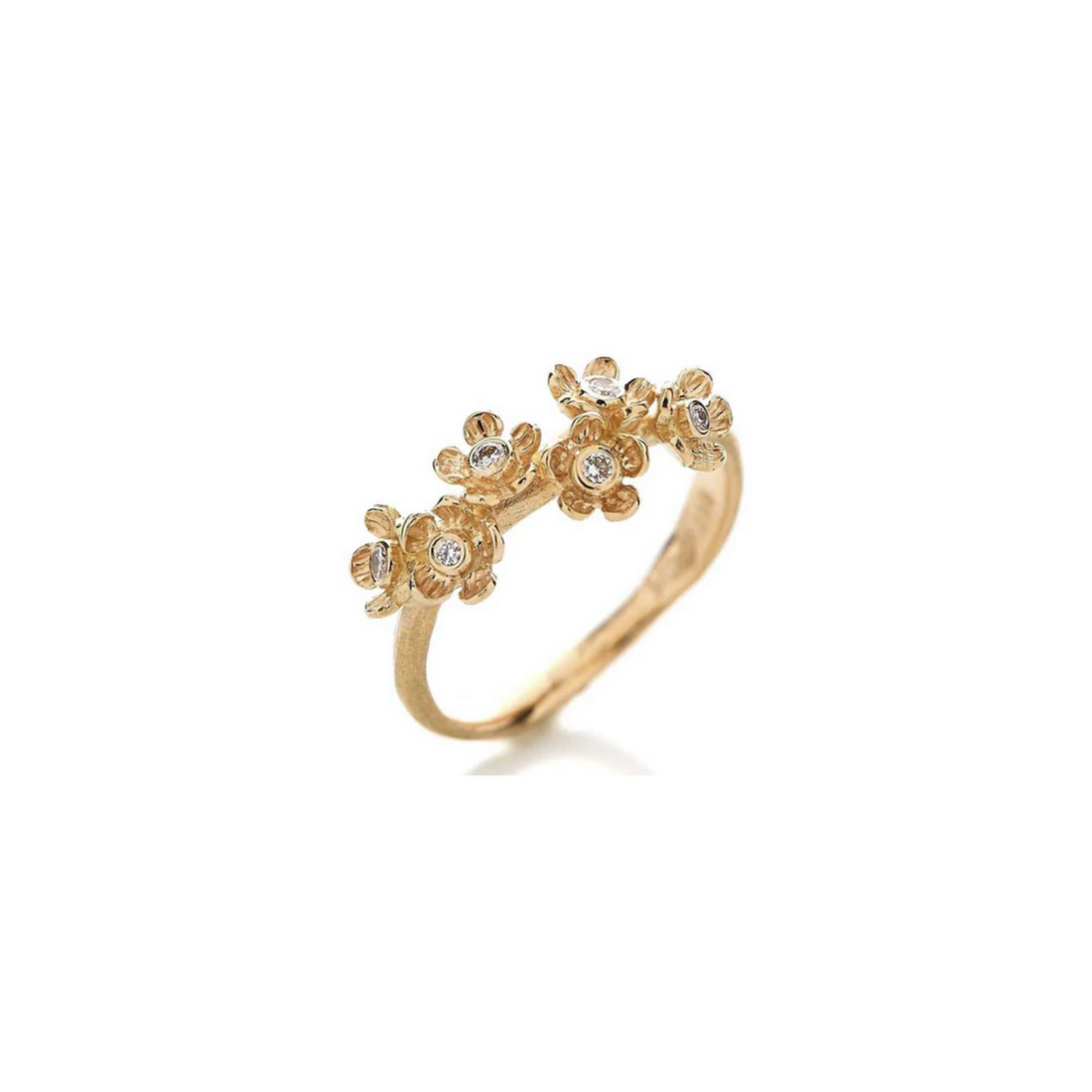 Buketring - med 6 blomster og brillanter