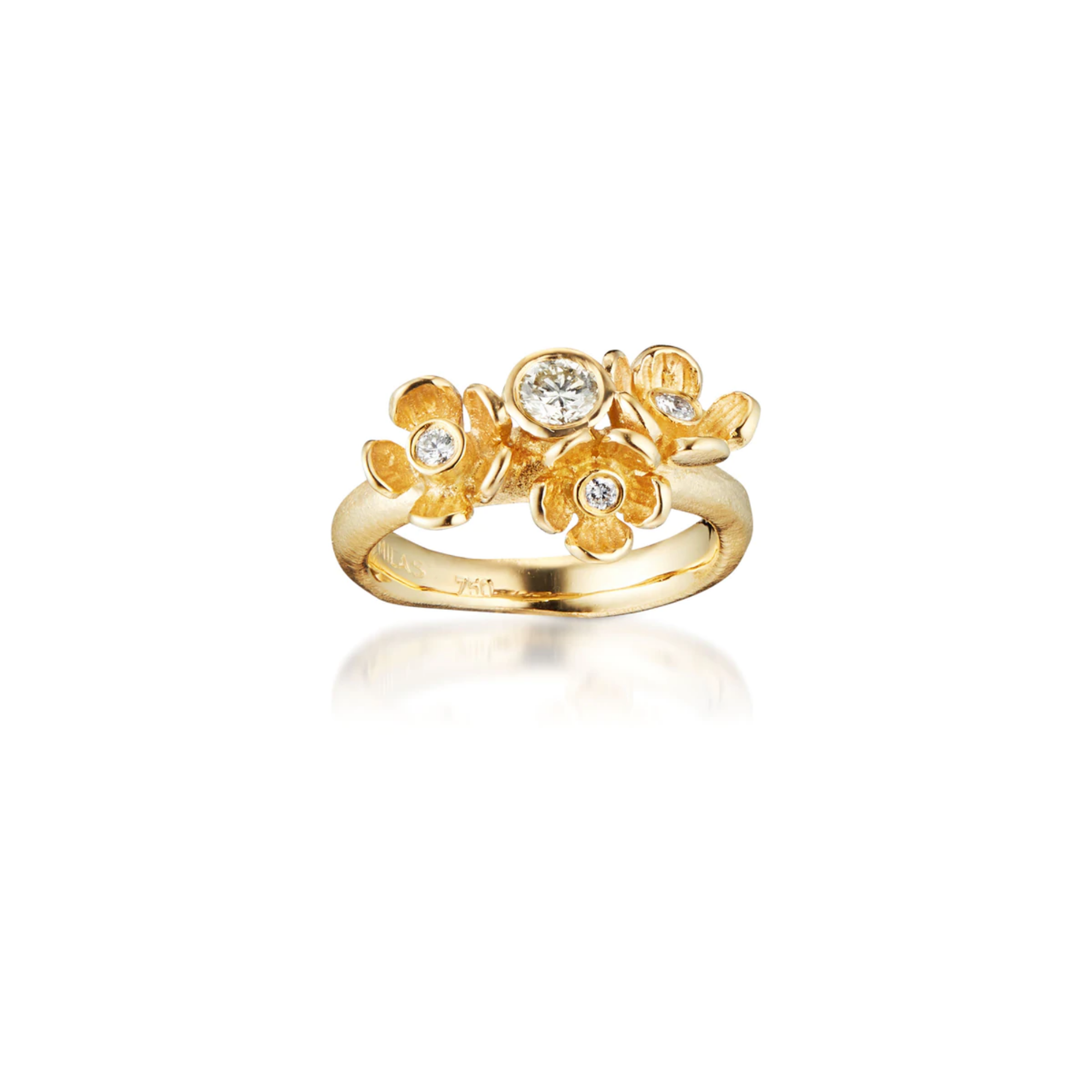 Buketring - med brillanter 18 kt guld