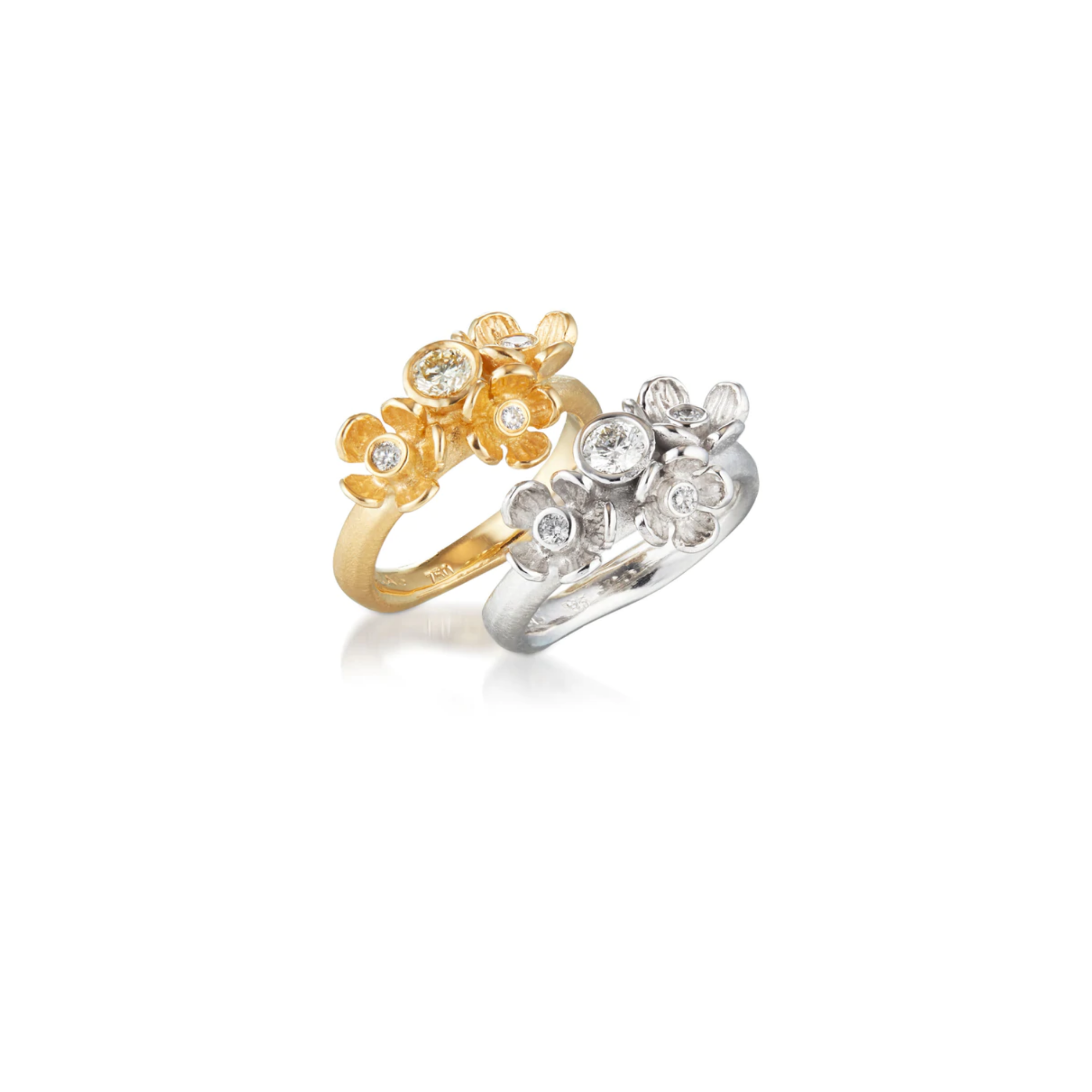 Buketring - med brillanter 18 kt guld