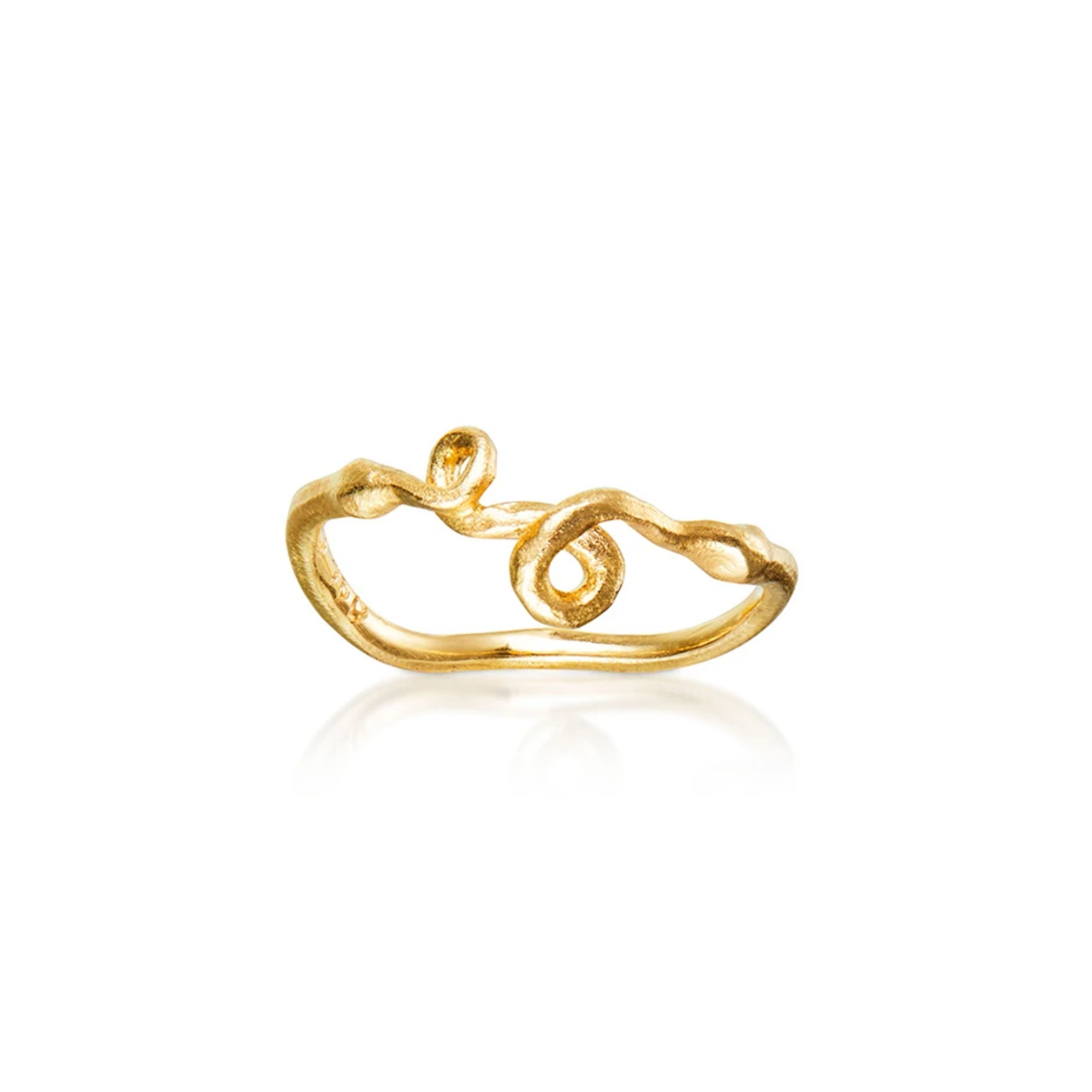 Ring - med dobbelt krøller 18 kt guld