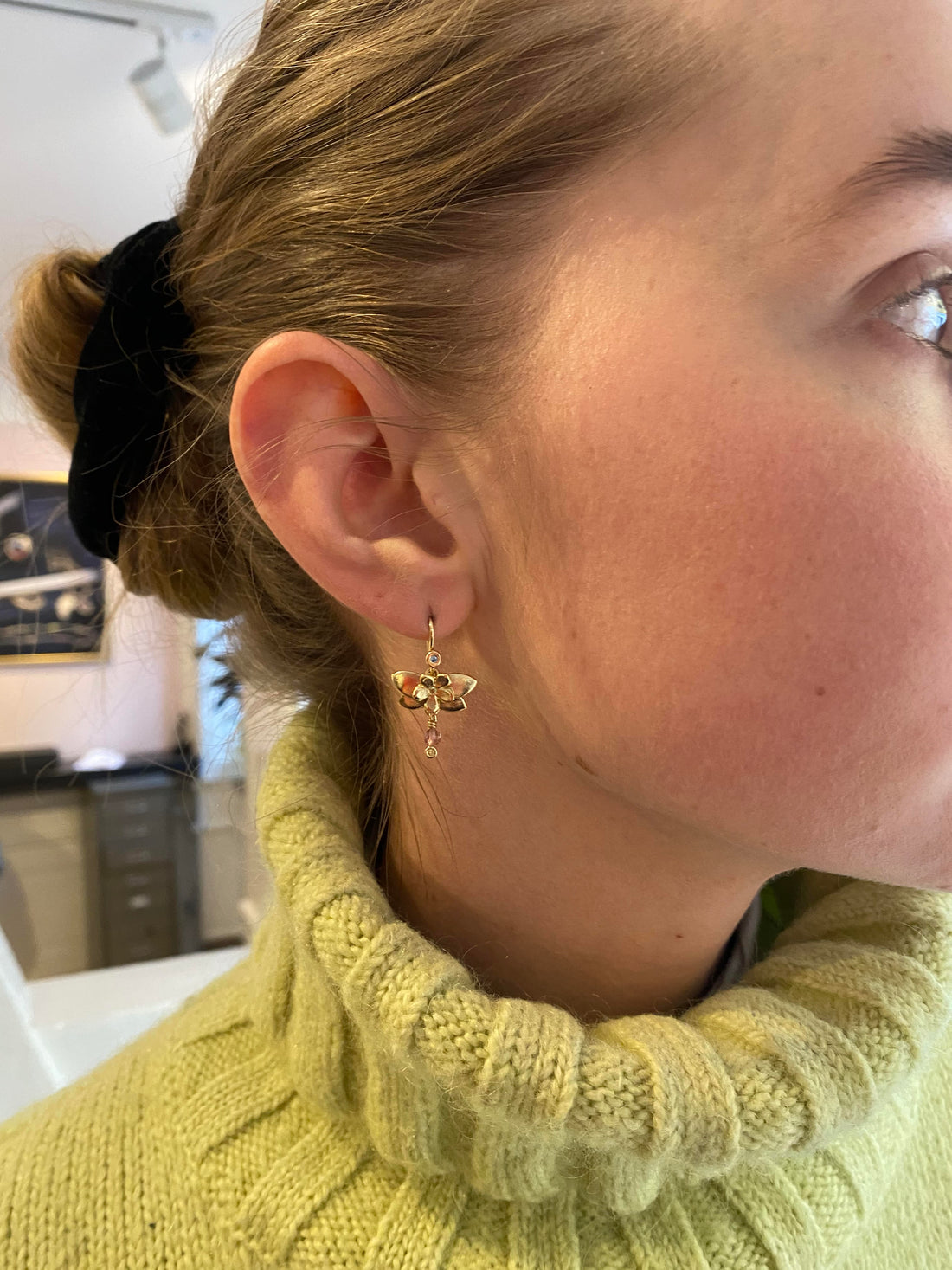 Øreringe - Klokkeblomst med turmaliner