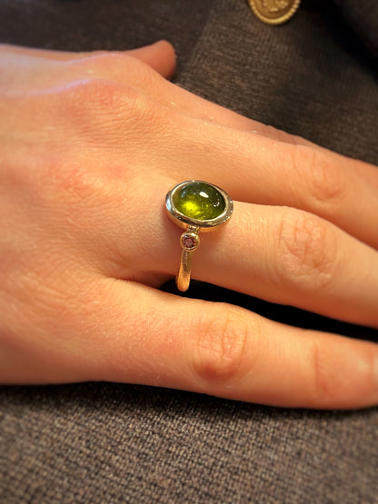 Bolchering - 18kt med Turmalin og diamant