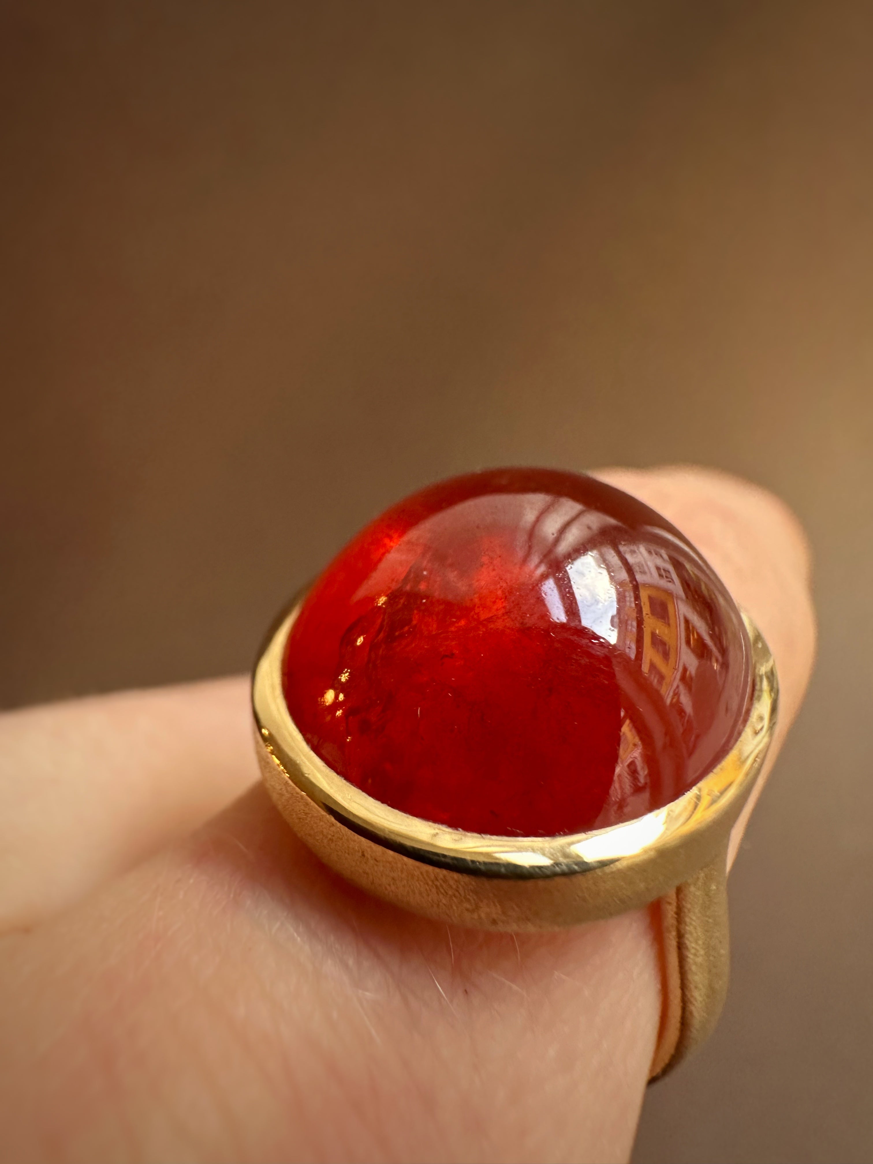 Bolchering - 18kt med mandarin granat