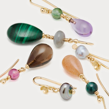 Bolcheøreringe - Solsten &amp; Turmalin