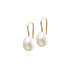 Guld ørebøjler med hvide perler