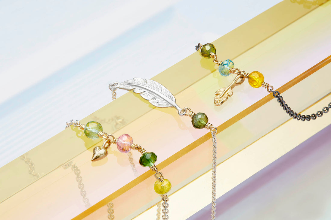 Armbånd - Boheme med turmaliner og hjerte