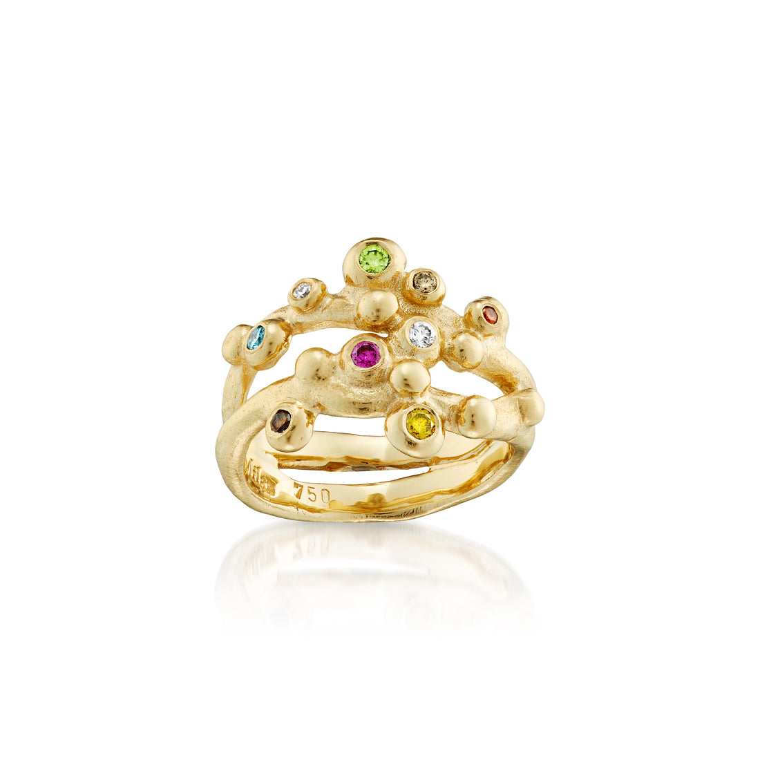 Dobbelt boblering - mix farver 18 kt guld