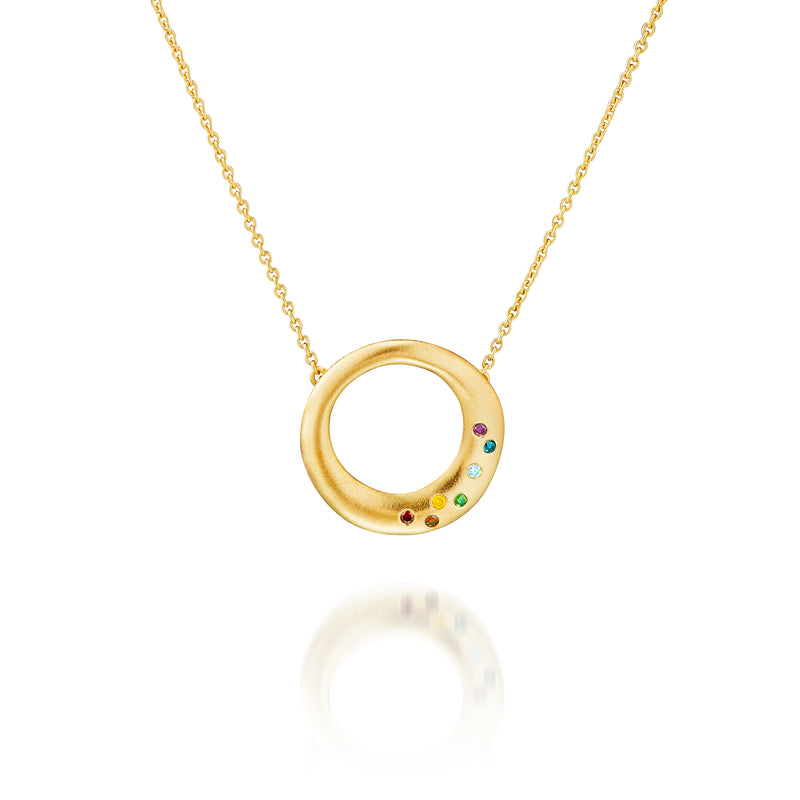 Kæde - Luna chakra farver 18 kt guld