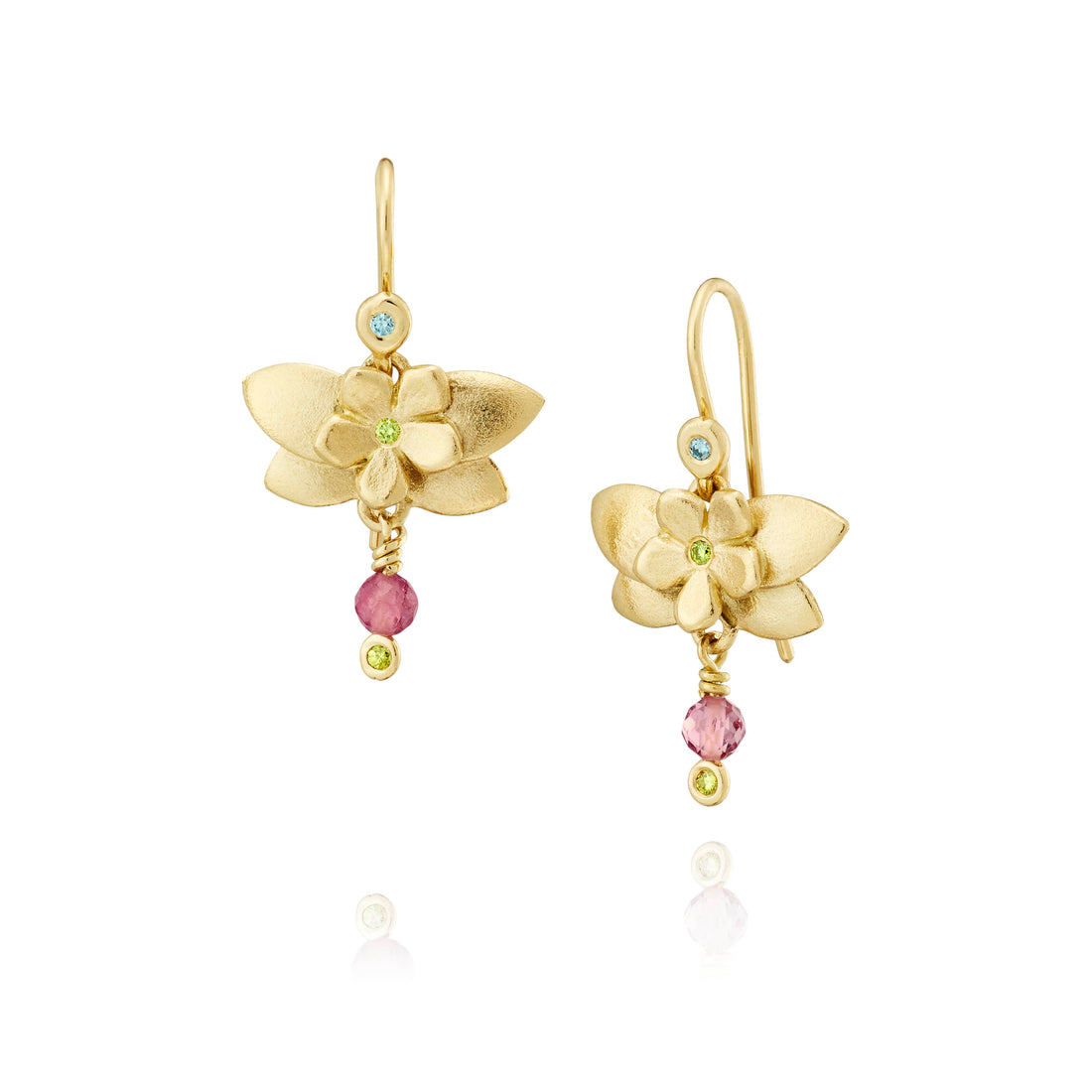 Øreringe - Klokkeblomst med turmaliner