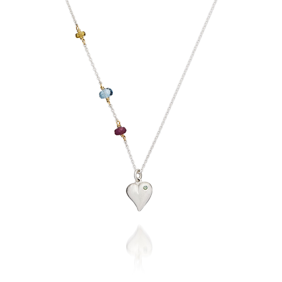 Vedhæng - Sofie hjerte sølv med brillant