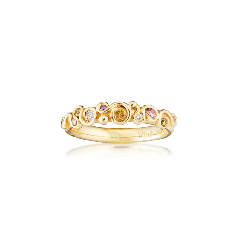 Snirkelring - med farvede diamanter