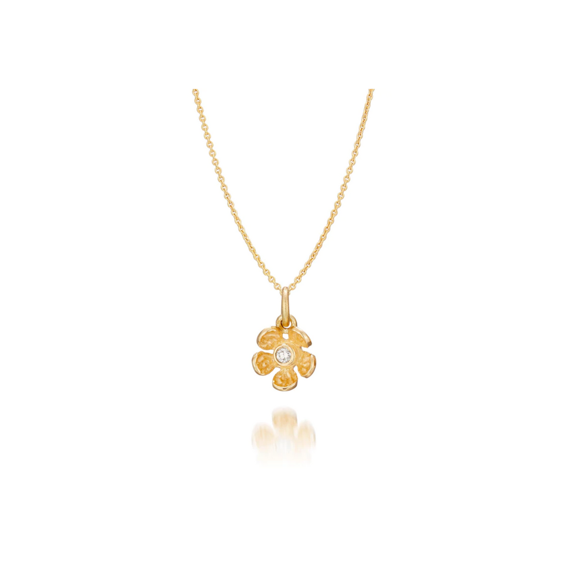 Vedhæng - Blomst 18 kt guld med brillant